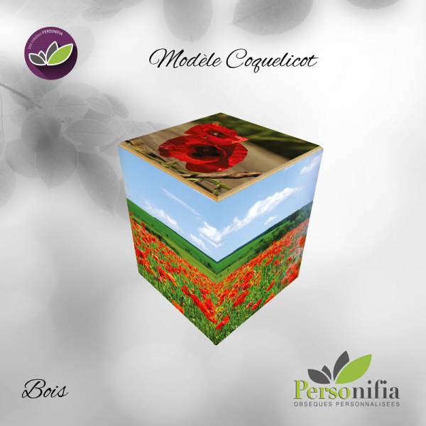 urne bois coquelicot