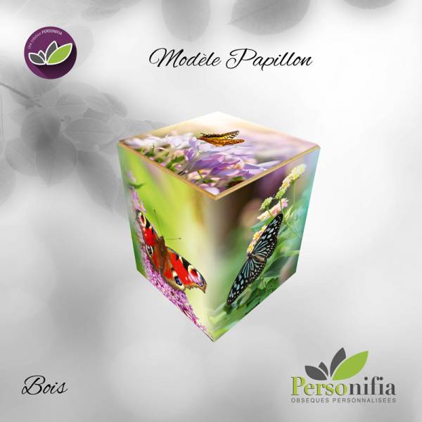 urne bois papillon